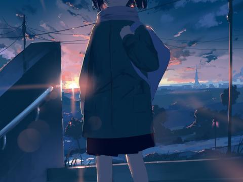 Girl Sun Rays Anime Art