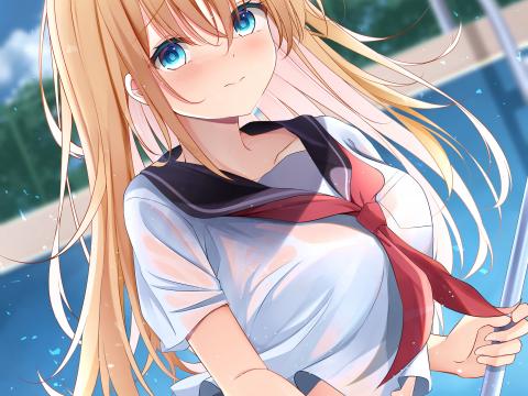 Girl Uniform Glance Anime Art