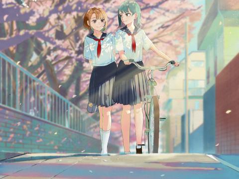 Girls Girlfriends Uniform Schoolgirls Anime Art