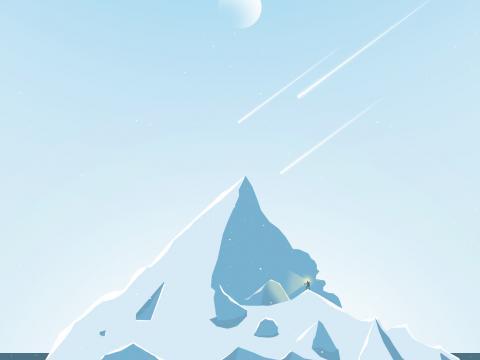 Glacier Ice Silhouette Moon Art Minimalism