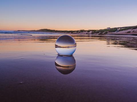 Glass-ball Ball Lake Reflection Sunset