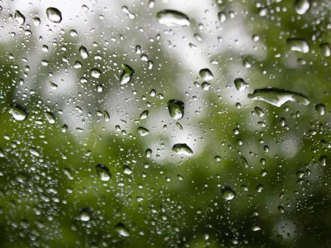 Glass Drops Rain Macro Green