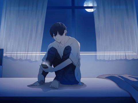 Guy Alone Night Phone Anime Art