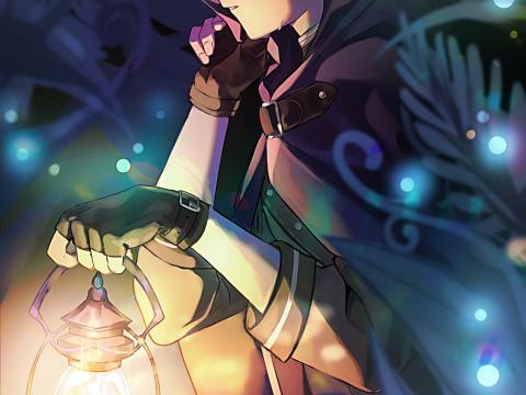 Guy Cloak Magician Lantern Fantasy Anime Art