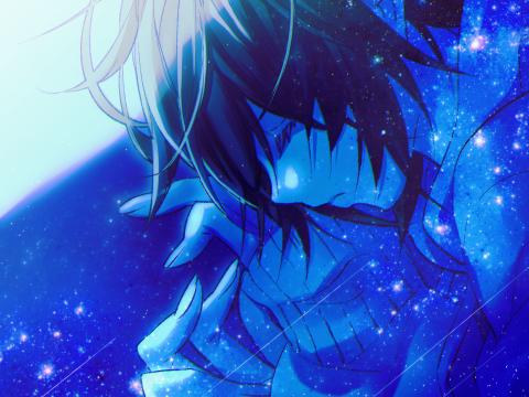 Guy Sad Anime Art Blue