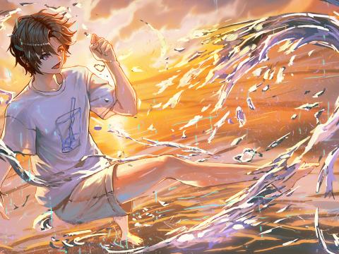 Guy Smile Water Spray Anime Art