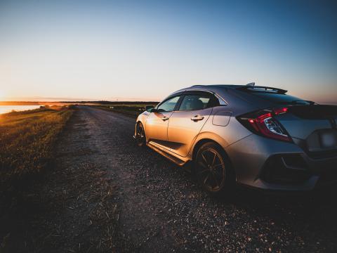 Honda Car Gray Track Sunset