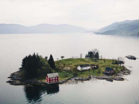 Island Sea Buildings Water Aerial-view