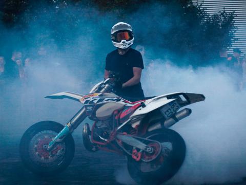 Ktm Motorcycle Bike Motorcyclist Smoke Asphalt Drift