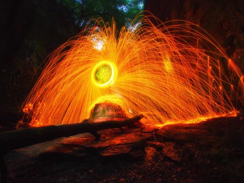 Light Sparks Rotation Long-exposure Dark Freezelight