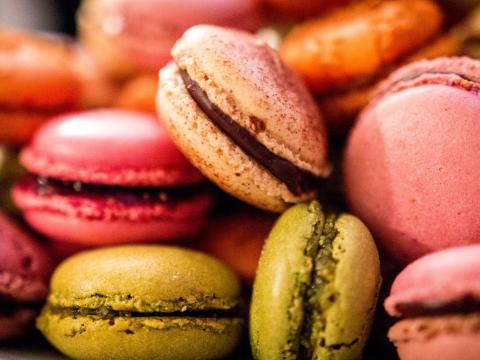 Macarons Cookies Pastries Colorful Dessert