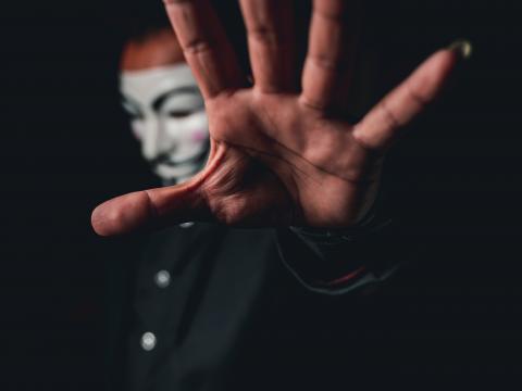Man Mask Anonymous Hand Gesture