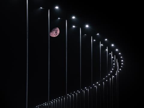 Moon Night Lights Light Road Dark