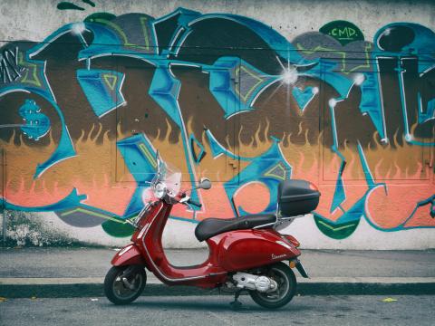 Moped Red Wall Graffiti
