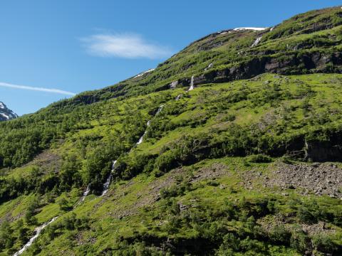 Mountain Slope Stream Nature Landscape