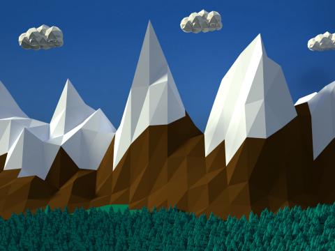 Mountains Clouds Volume Vector Art 3d