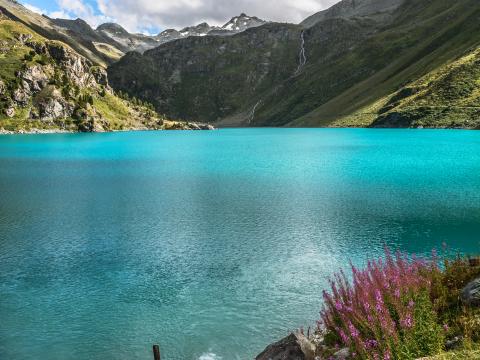 Mountains Lake Stream Landscape Nature