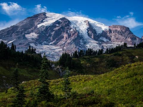 Mountains Snow Hills Trees Landscape Nature