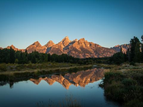 Mountains Trees Lake Reflection Nature Landscape