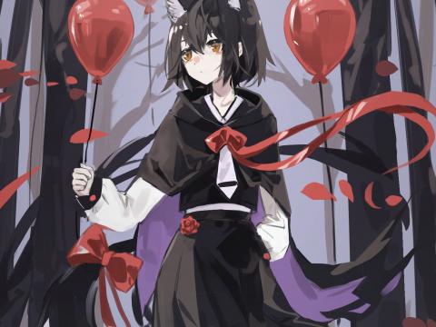 Neko Ears Forest Balls Anime Art