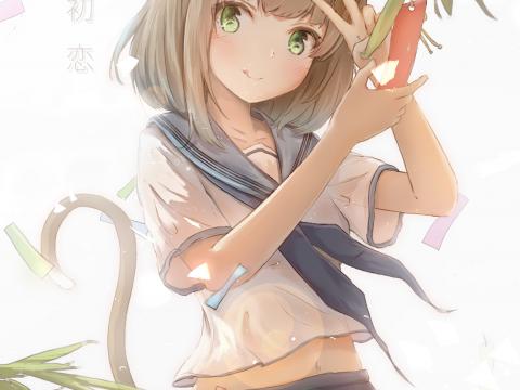 Neko Gesture Smile Note Wish Anime