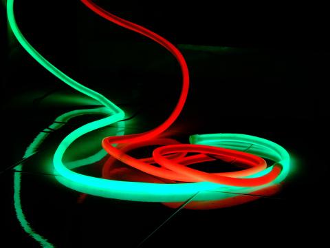 Neon Light Green Red Darkness