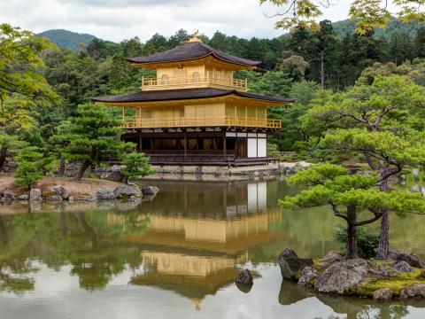 Pagoda Temple Architecture Trees Lake Nature