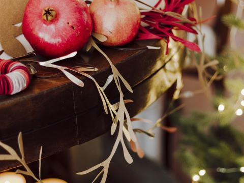 Pomegranate Fruit Candles Garland Christmas Aesthetics