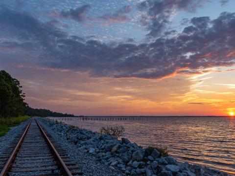Rails Railroad Coast Twilight