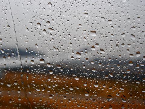 Rain Drops Glass Macro Wet