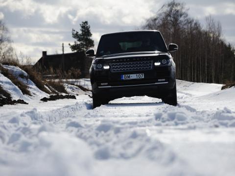 Range-rover Car Suv Black Snow Winter