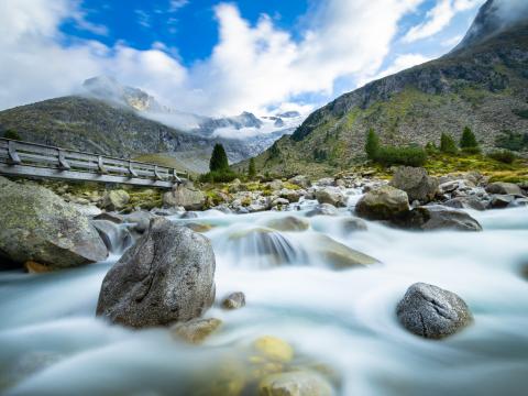 River Mountains Stones Water Nature Landscape