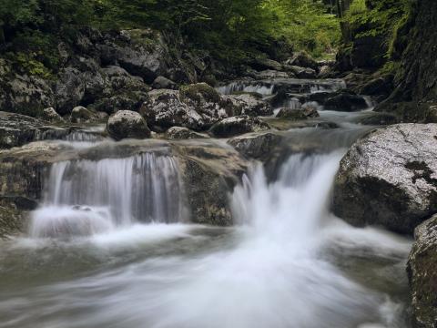 River Water Waterfall Cascade Stones Nature