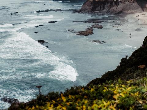 Rock Cliff Sea Waves Landscape