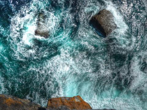 Rock Sea Waves Water Aerial-view