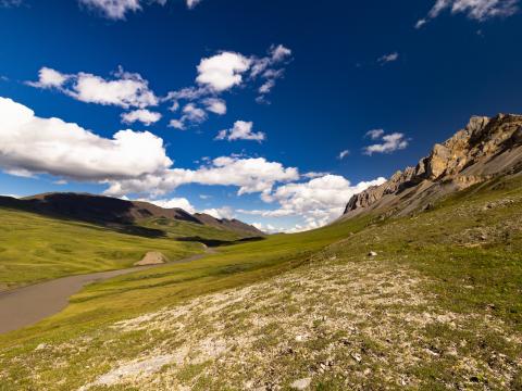 Rocks Hills Field Clouds Landscape