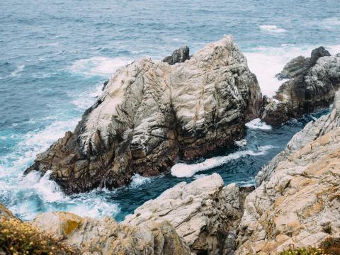 Rocks Sea Waves Landscape Nature