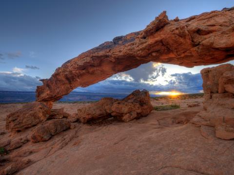 Rocks Sun Clouds Sunset Nature Landscape