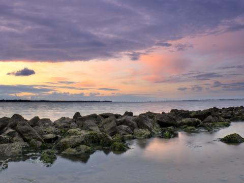 Sea Horizon Stones Landscape Twilight