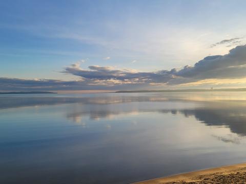 Sea Water Clouds Reflection Twilight