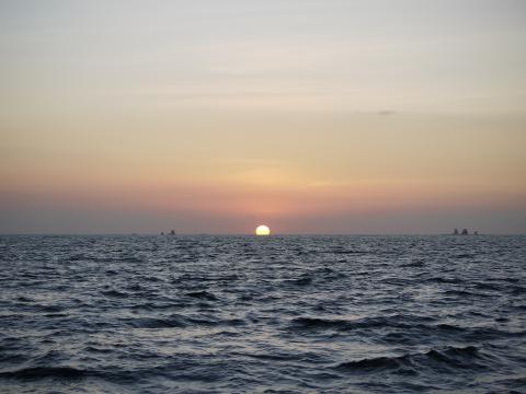 Sea Water Horizon Sun Sunset