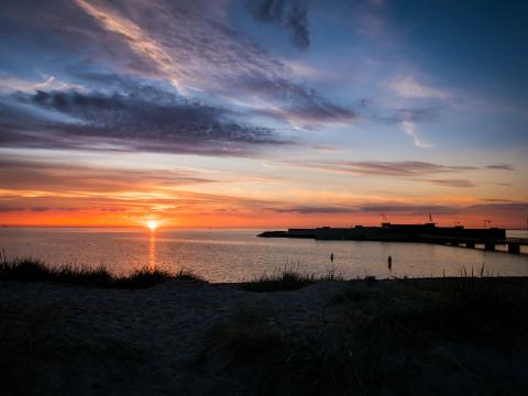 Sea Water Sun Clouds Sunset Dark