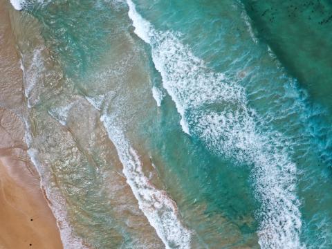 Sea Waves Water Beach Sand Aerial-view