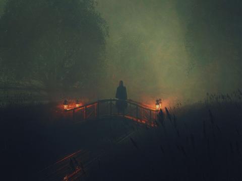 Silhouette Ghost Night Fog Dark Scary