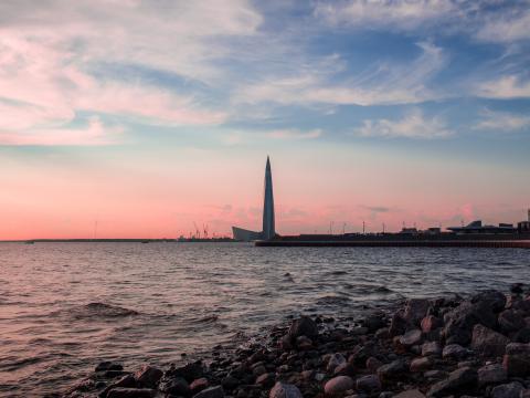 Skyscraper Coast Sea Twilight