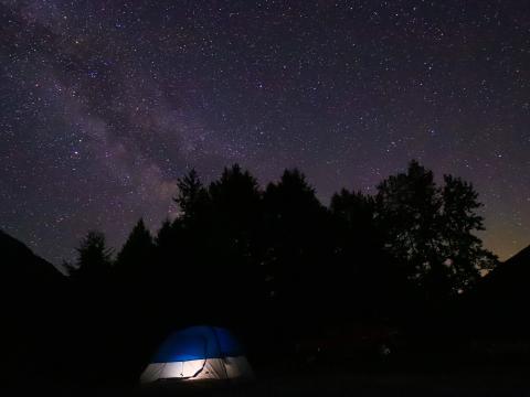Tent Camping Stars Sky Night Dark