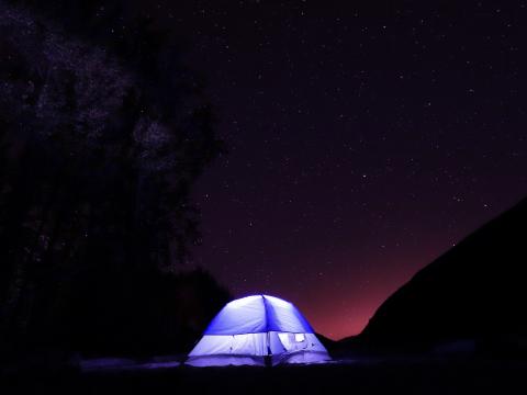 Tent Light Night Stars Dark