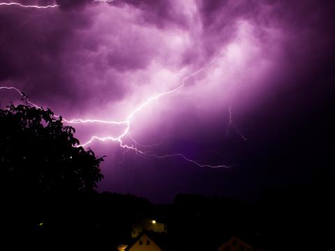 Thunderstorm Lightning Flash Purple Dark