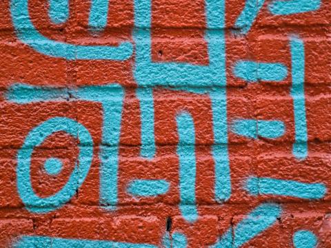 Wall Bricks Graffiti Texture Red Blue