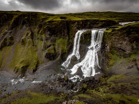 Waterfall Rocks Nature Landscape Aerial-view